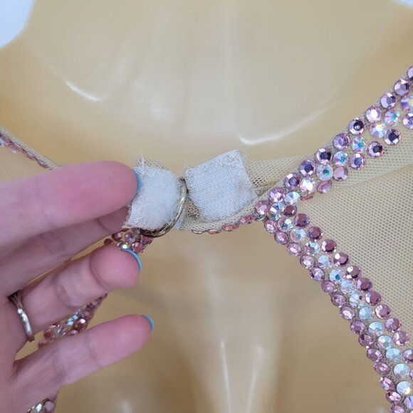 Sequin pearl beaded rhinestone accented boning ice skater bridal semi sheer lace - Picture 9 of 13